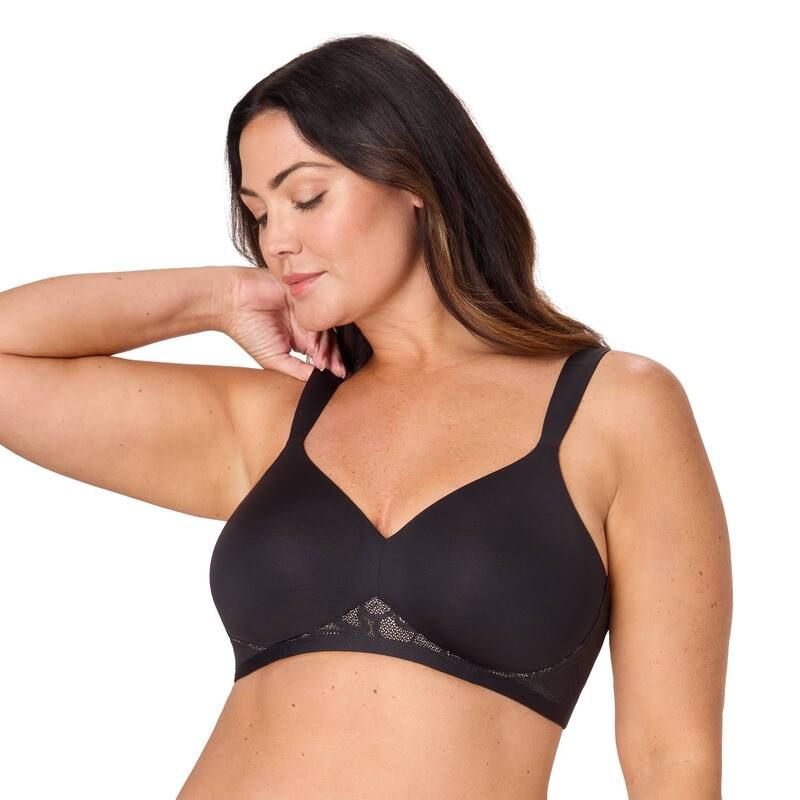 バリ レディース アンダーウェア ブラジャー Womens Bali Cool Smoothing Wireless Foam Bra DF4582 Black With Almond ブラック