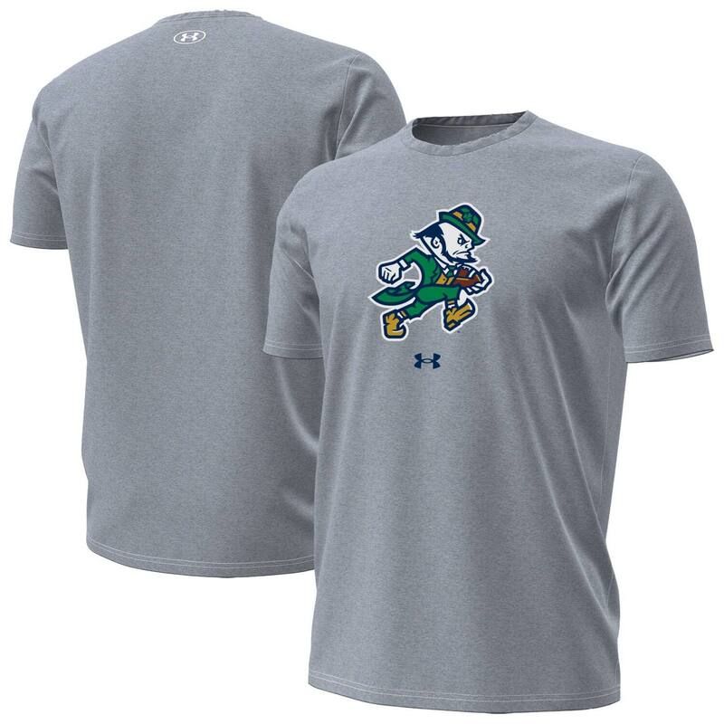 アンダーアーマー メンズ トップス Tシャツ Mens Under Armour Gray Notre Dame Fighting Irish Leprechaun Performance TShirt Ntd Grey グレー