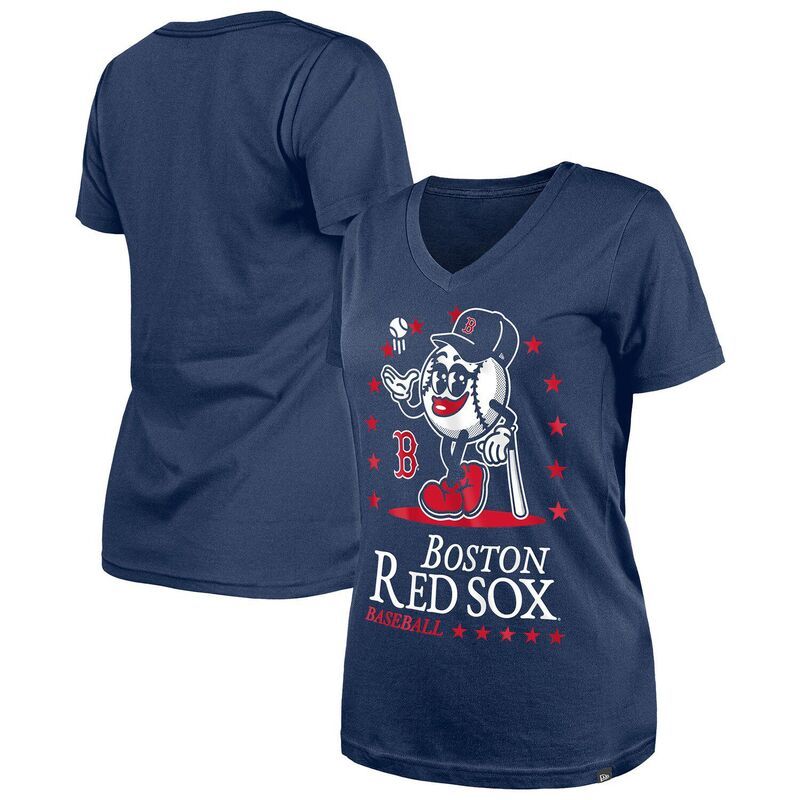 ニューエラ レディース トップス Tシャツ Vネック Womens New Era Navy Boston Red Sox Little Miss 2 VNeck TShirt Rsx Navy ネイビー