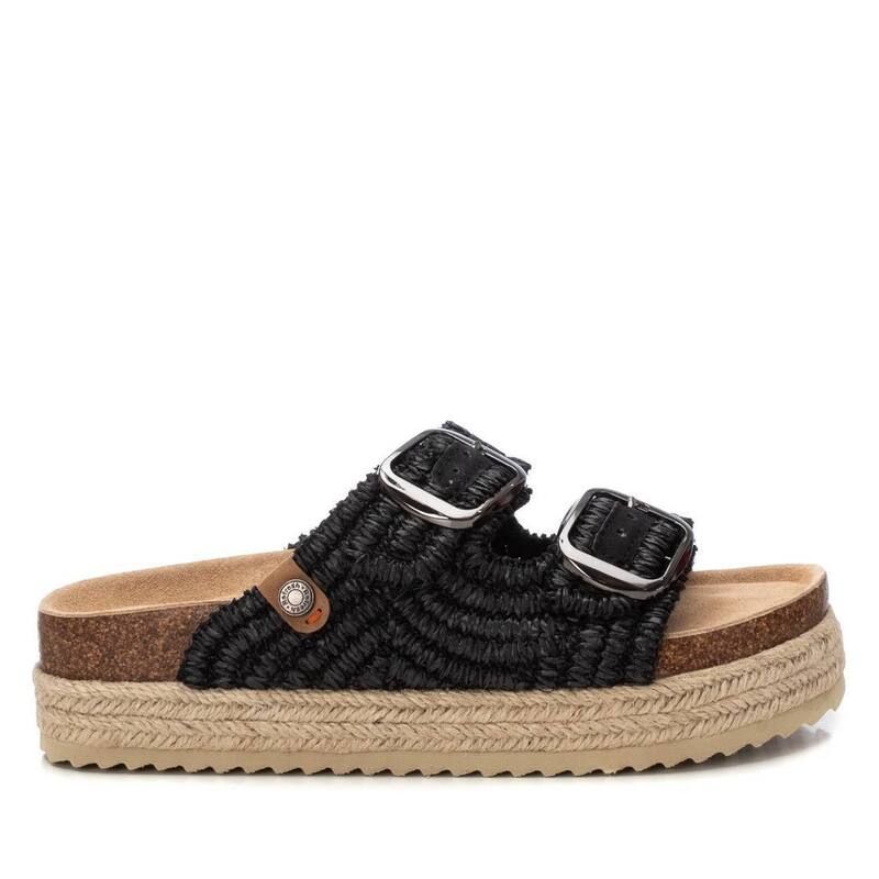 リフレッシュ レディース シューズ サンダル プラットフォーム Refresh Womens Footbed Jute Wrapped Platform Sandals By Xti 172720 Black ブラック