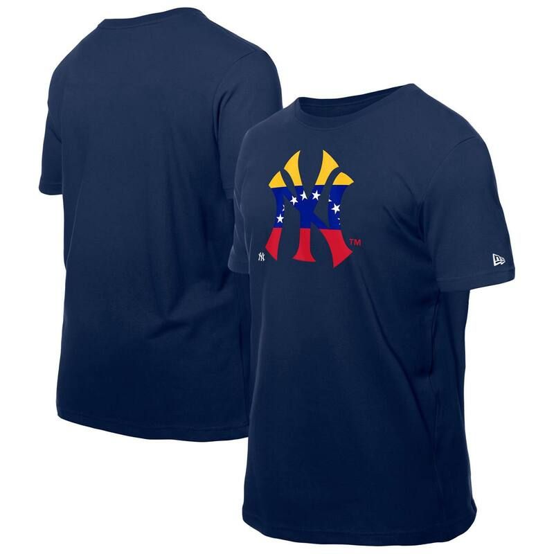 ニューエラ メンズ トップス Tシャツ ミニ ロゴ Mens New Era Navy New York Yankees Dominican Republic Flag Logo TShirt Ynk Navy ネイビー