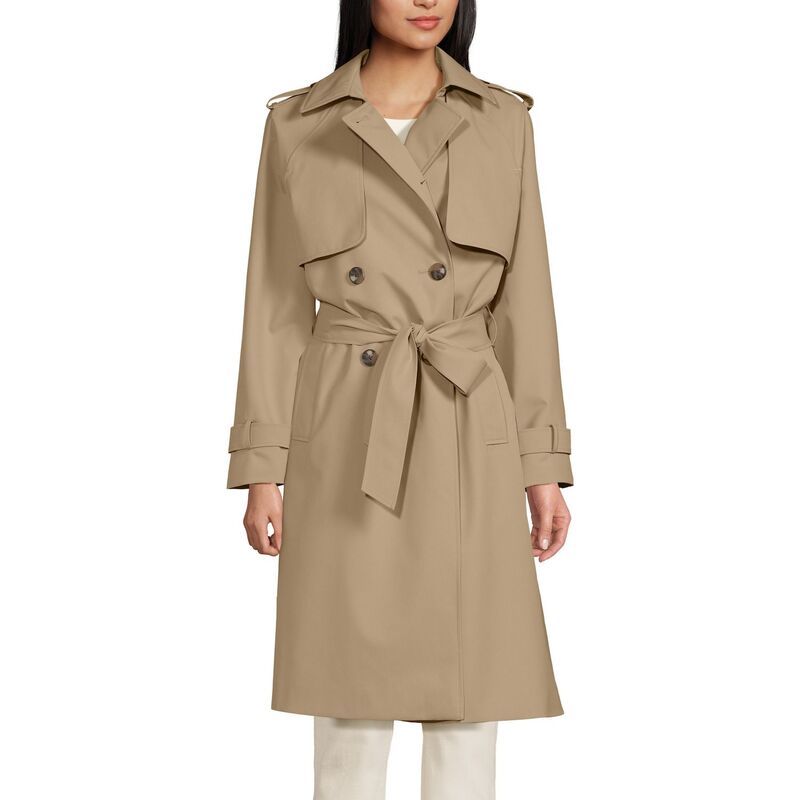 ランズエンド レディース アウター ジャケット・ブルゾン コート Womens Lands End Modern Trench Waterproof Raincoat Desertan タン