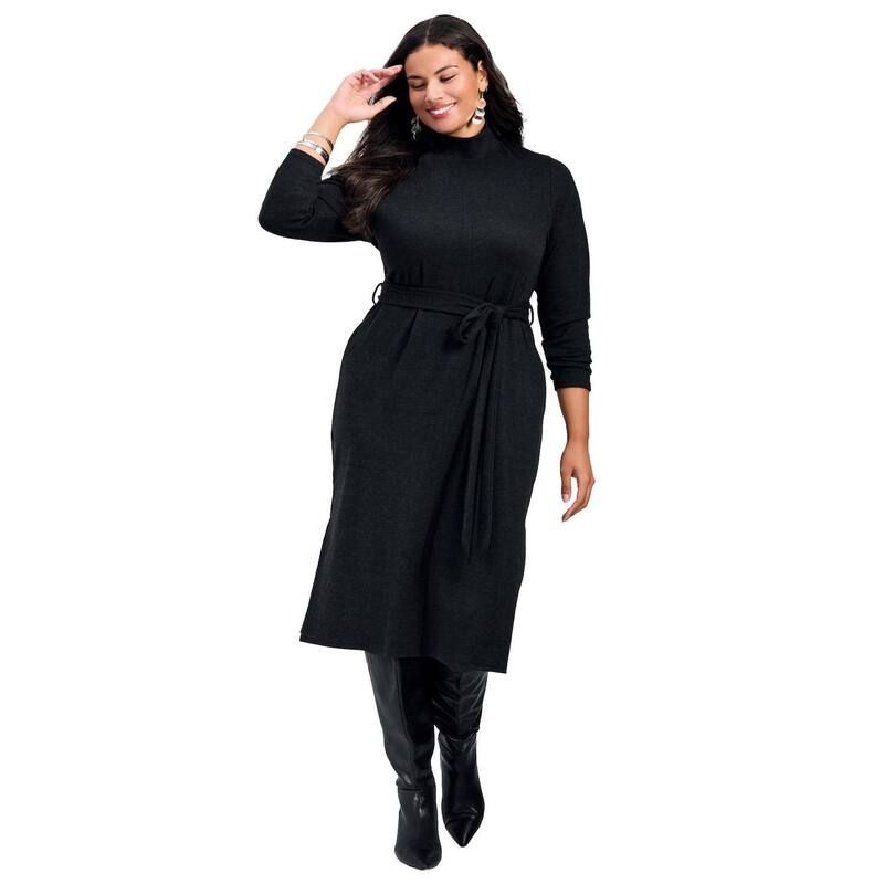 アベニュー レディース トップス ワンピース ハイネック プラスサイズ ミディ Avenue Womens Plusize Ray Of Light High Neck Midi Dress Black ブラック
