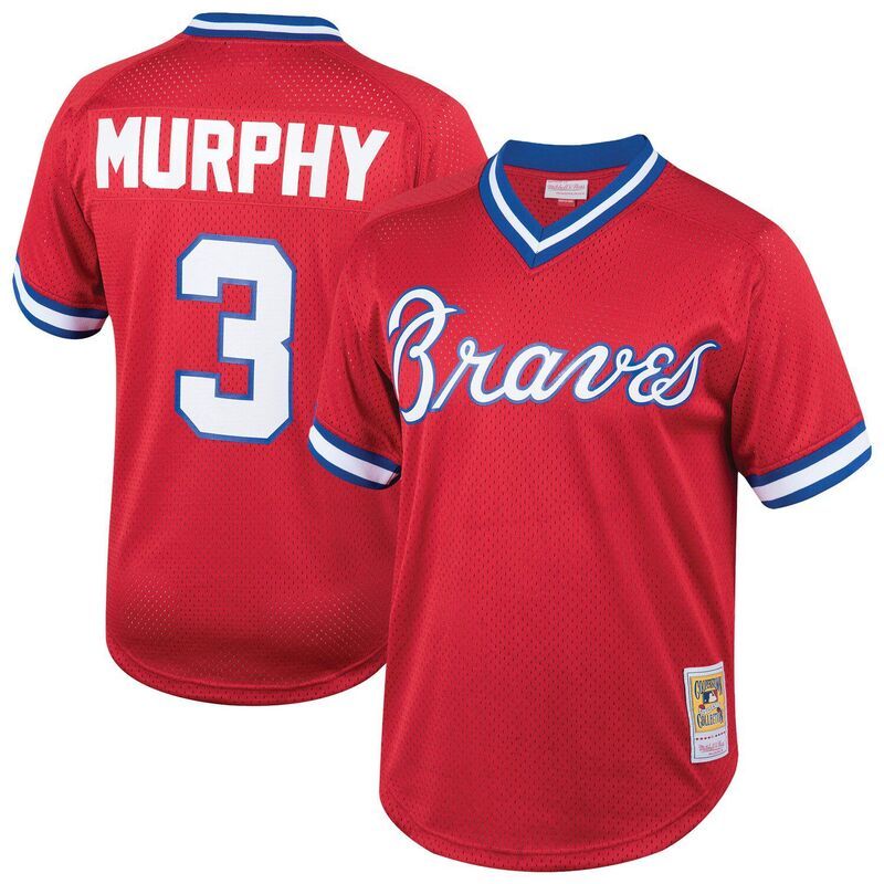 ミッチェルネス メンズ トップス Tシャツ メッシュ ジャージー Mens Mitchell Ness Dale Murphy Red Atlanta Braves Cooperstown Collection Mesh Batting Practice Je