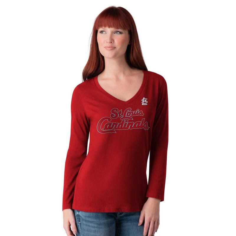 ジースリー フォーハー バイ カール バンクス レディース トップス Tシャツ Vネック Womens GIII 4Her by Carl Banks Red St Louis Cardinals Post Season Long Sleeve VNeck T