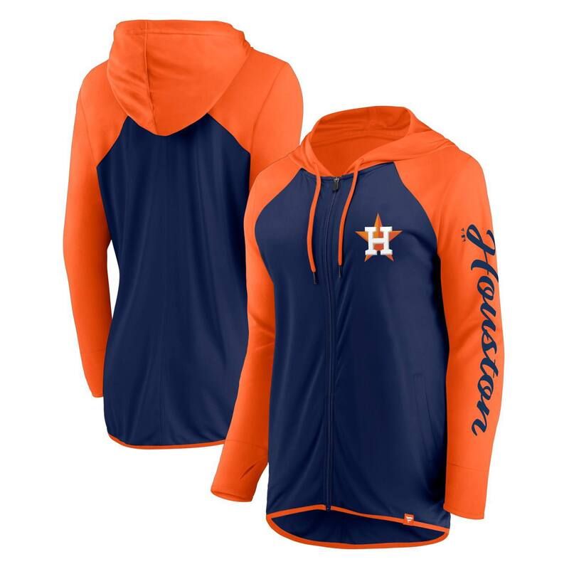ファナティクス レディース アウター ジャケット・ブルゾン パーカー Womens Fanatics NavyOrange Houston Astroscript Sleeve FullZip Hoodie Ast Navy ネイビー