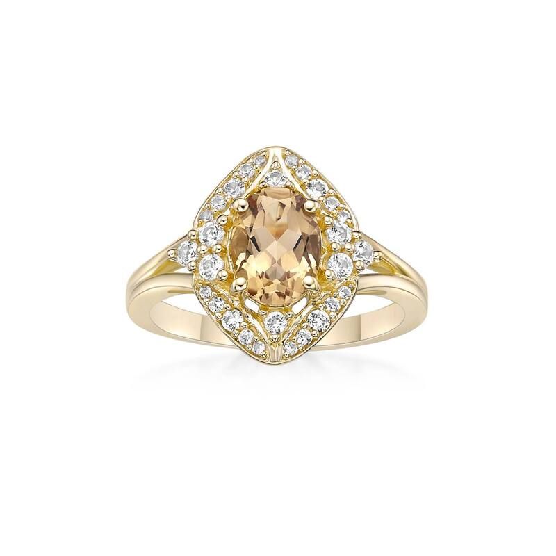 Gemminded レディース アクセサリー リング Gemminded 2 Micron Citrine LabCreated White Sapphire Ringold Tone ゴールド