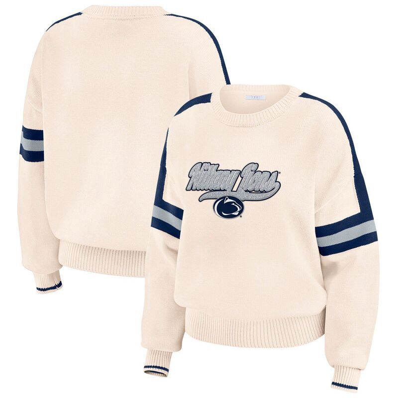 ウェア バイ エリン アンドルーズ レディース アウター ニット・セーター スウェット シャツ Womens WEAR by Erin Andrews Cream Penn State Nittany Lions Chenille Woven Patch St