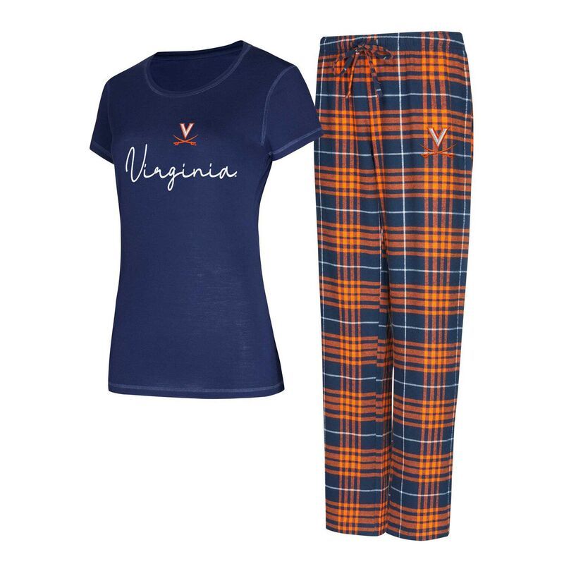 アンブランデッド レディース アンダーウェア ナイトウェア パンツ Tシャツ Unbranded Womens Conceptsport Navy Virginia Cavaliers Vector TShirt Flannel Pantsleep Set U