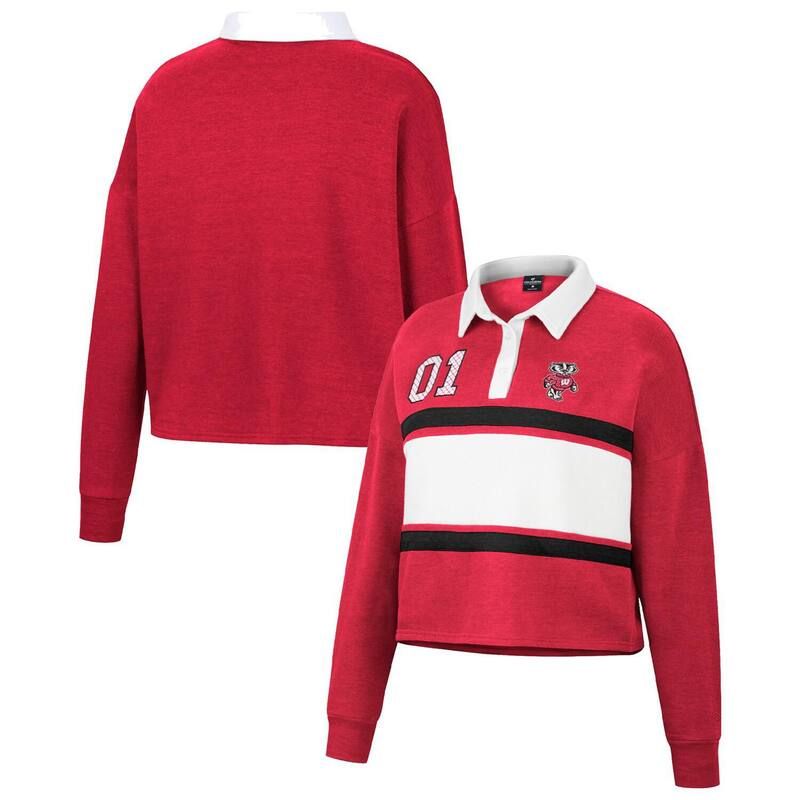 コロシアム レディース トップス Tシャツ Womens Colosseum Heathered Wisconsin Badgers I Love My Job Rugby Long Sleeve Shirt Wis Red レッド 10,991円