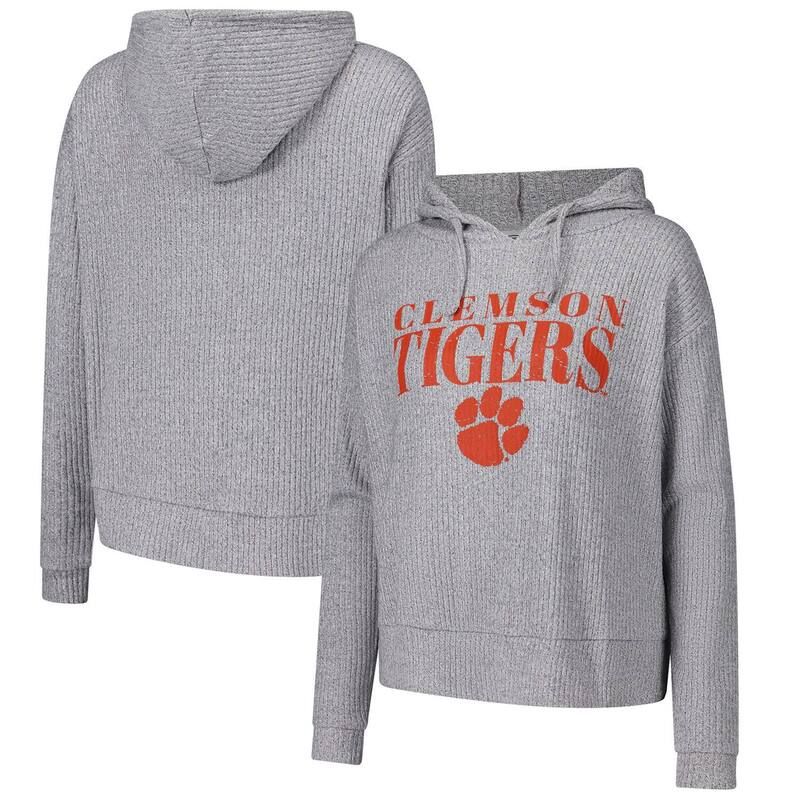 アンブランデッド レディース トップス Tシャツ クロップド パーカー Unbranded Womens Conceptsport Heather Gray Clemson Tigers Juniper Soft Modest Cropped Long Sle