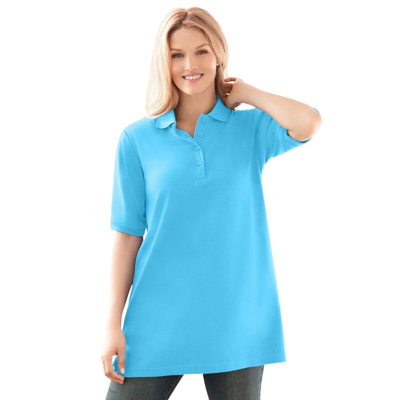 ウーマン ウィズイン レディース トップス Tシャツ ポロシャツ プラスサイズ Woman Within Womens PlusizelbowSleeve Polo Tunic Paradise Blue ブルー