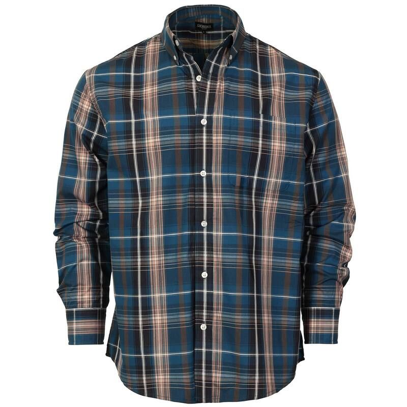 ジョベルティ メンズ トップス Tシャツ Gioberti Mens Long Sleeve Plaid Shirt Cobalt Peach White ホワイト