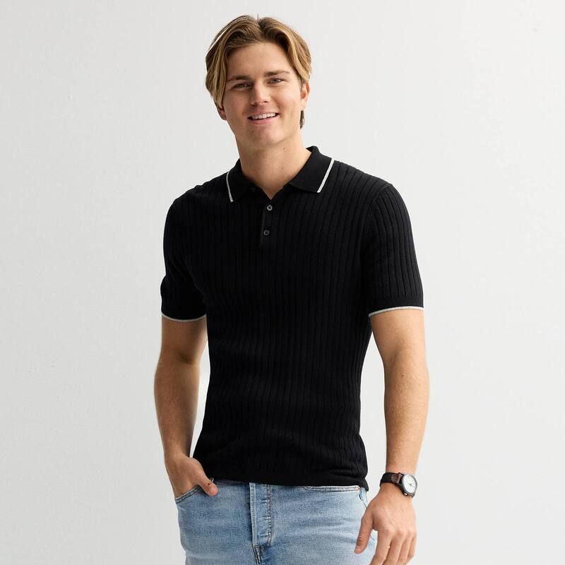 ソノマ メンズ トップス Tシャツ ポロシャツ セーター Mensonoma Goods For Life Tipped Sweater Polo Black Grey Tipped ブラック