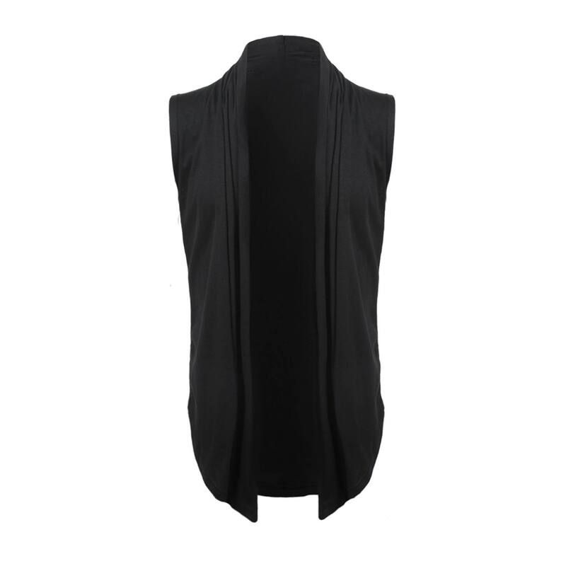 Lars Amadeus メンズ トップス Tシャツ ケープデザイン ドレープ フリル ベスト ノースリーブ カーディガン キャップ ケープ Lars Amadeus Mens Ruffle Shawl Collar Lightweight Vest Drap