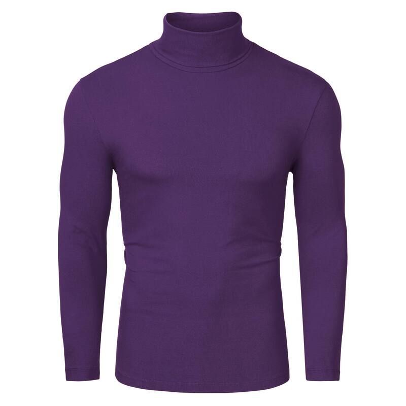 Lars Amadeus メンズ トップス Tシャツ スリムフィット タートルネック Lars Amadeus Mens Pullover Turtle Neck Long Sleevestretchy Slim Fitops Dark Purple パープル