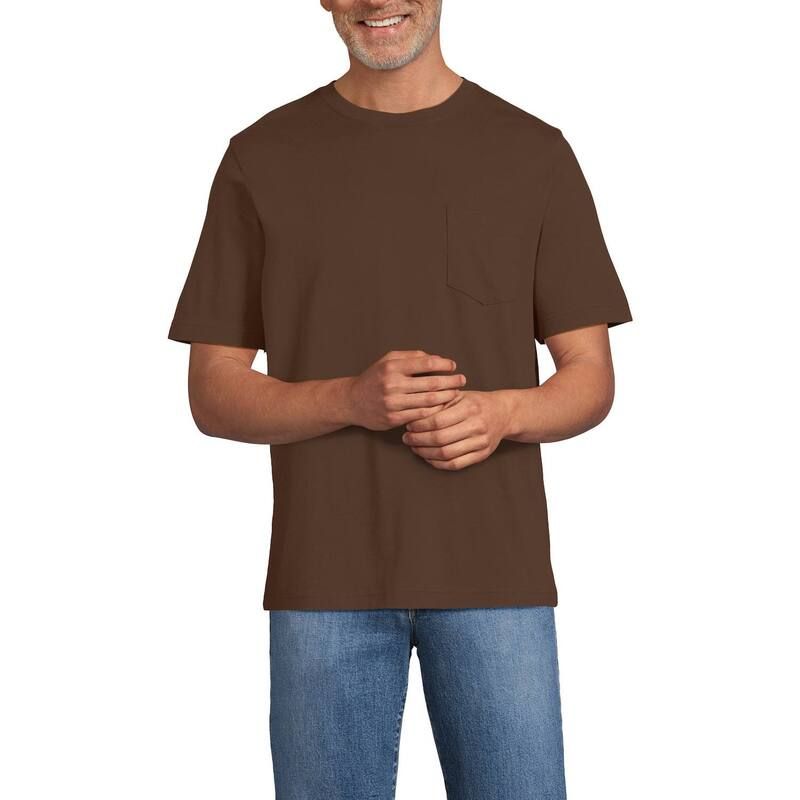 ランズエンド メンズ トップス Tシャツ Lands End Mens Lands End SuperT Short Sleeve TShirt with Pocket Dark Walnut Brown ブラウン