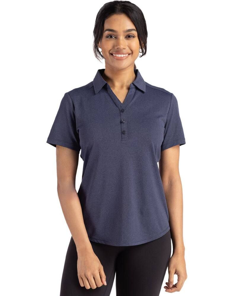 カッターアンドバック レディース トップス Tシャツ ポロシャツ Cutter Buck Forgeco Stretch Womenshort Sleeve Polo Dark Navy Blue Heather ヘザー