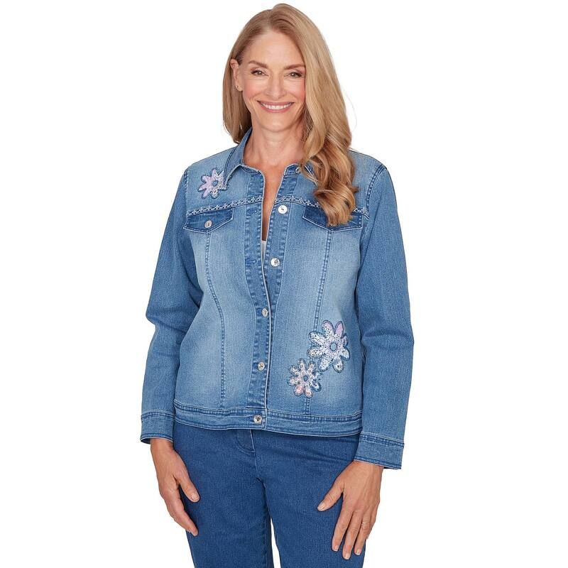 アルフレッド ダナー レディース アウター ジャケット・ブルゾン フラワー柄 デニム フラワー Womens Alfredunner Floral Applique Detail Denim Jacket Medium Indigo インディゴ