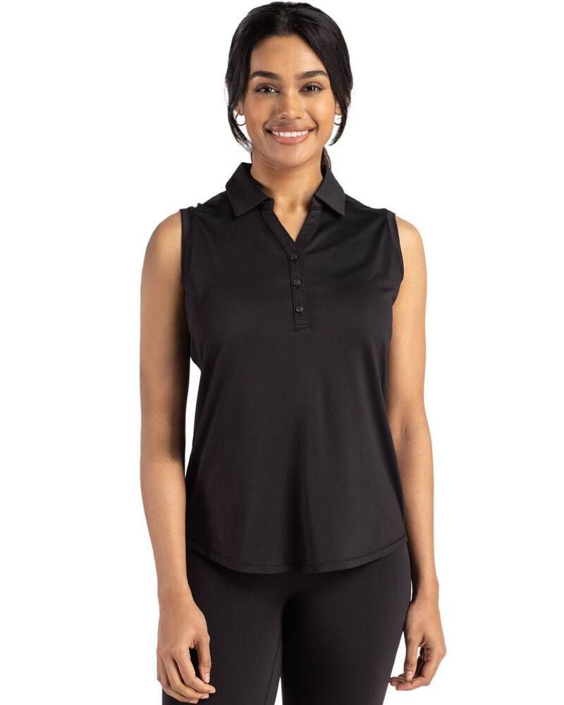 カッターアンドバック レディース トップス Tシャツ ポロシャツ ノースリーブ Cutter Buck Forge Recycled Womensleeveless Polo Black ブラック