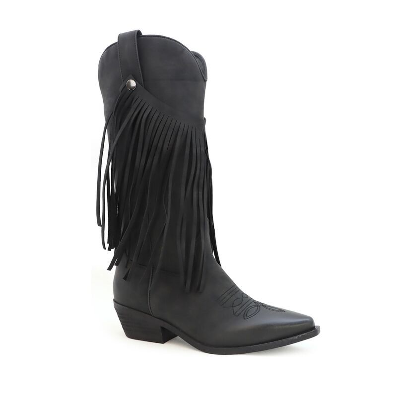 ヨキ レディース シューズ ブーツ・レインブーツ フリンジ Yoki Avery03 Womens Western Fringe Boots Black ブラック
