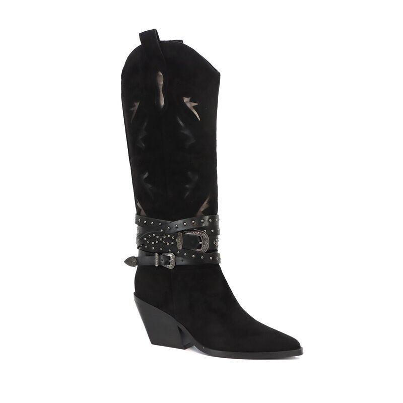 ヨキ レディース シューズ ブーツ・レインブーツ Yoki Gayle57 Womens Buckle Band KneeHigh Boots Black ブラック