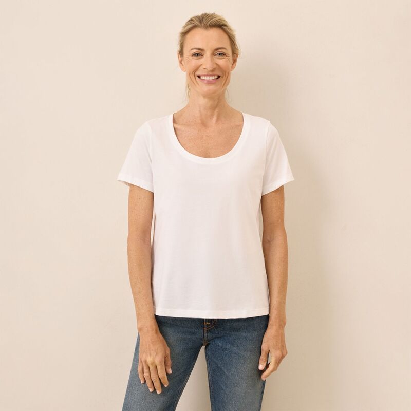 パクト レディース トップス Tシャツ コットン Pact Softspun Scoop Neck Tee Made With Organicotton White ホワイト