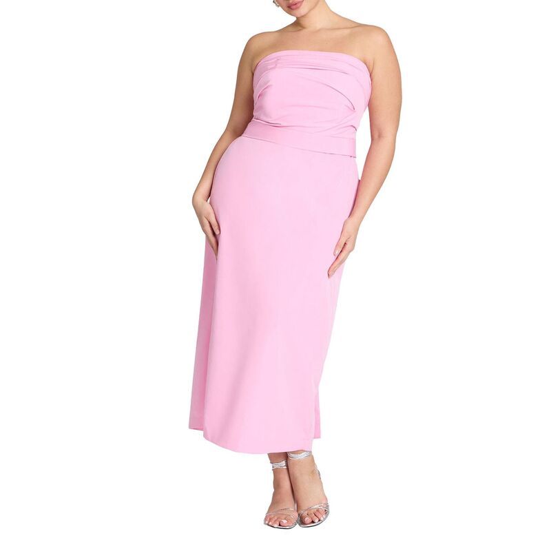 エロクイ レディース トップス ワンピース プラスサイズ プリーツ ELOQUII Womens Plusize Pleated Bodice Bow Detail Dress Begonia Pink ピンク