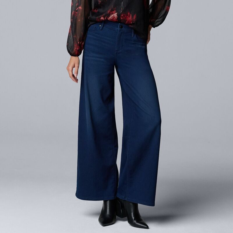 ヴェラウォン レディース ボトムス デニムパンツ ニット ジーンズ Womensimply Vera Wang MidRise WideLeg Knit Denim Jeans Dark デニム