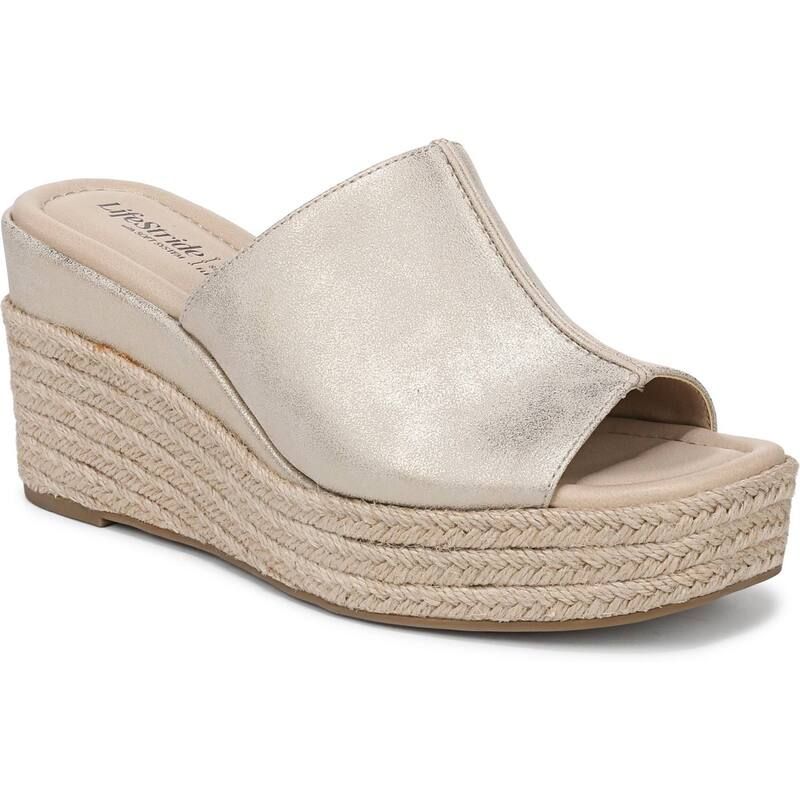 ライフストライド レディース シューズ サンダル LifeStride Haute Womens Wedge SlipOn Espadrille Sandals Gold ゴールド