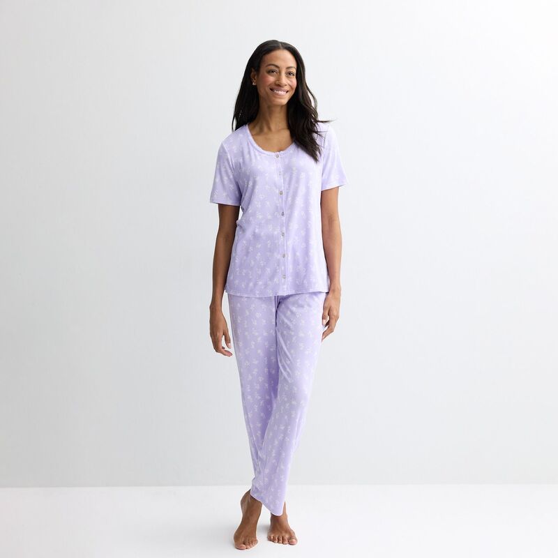 クロフト＆バロー レディース アンダーウェア ナイトウェア パンツ Womens Croft Barrow Valentines Day Henley Short Sleeve Pajama Top Pajama Pantset Juliette Ditsy 6,466円