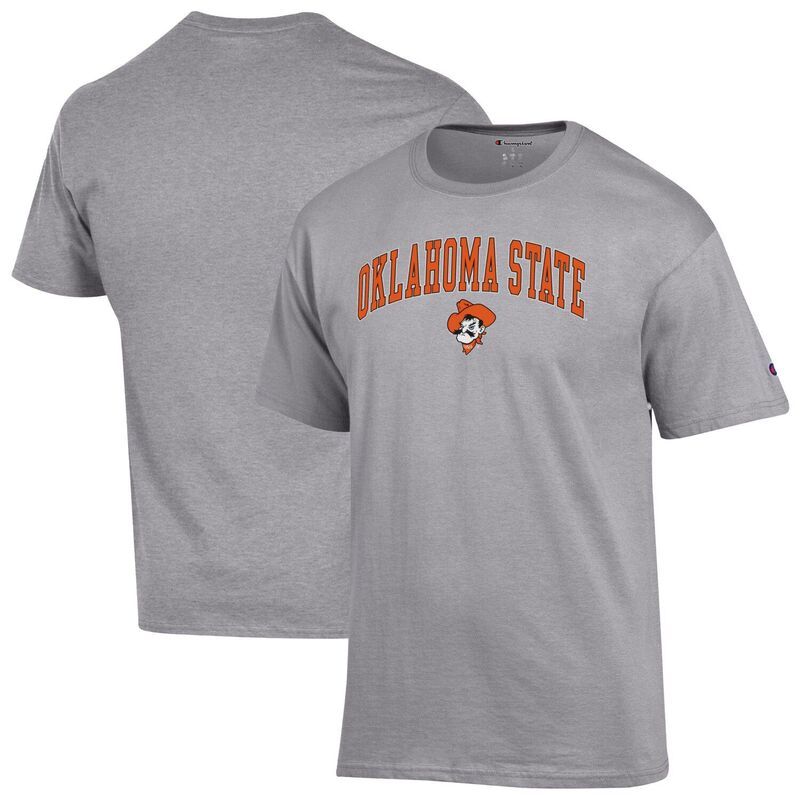 チャンピオン メンズ トップス Tシャツ ロゴ MensChampion Heather Gray Oklahoma State Cowboys Arch Over Logo TShirt Oks Grey グレー