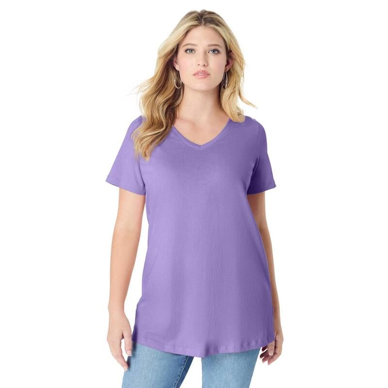 ロアマンズ レディース トップス Tシャツ プラスサイズ Roamans Womens Plusize Ultimate Short Sleeve Swing Tee Vintage Lavender ラベンダー