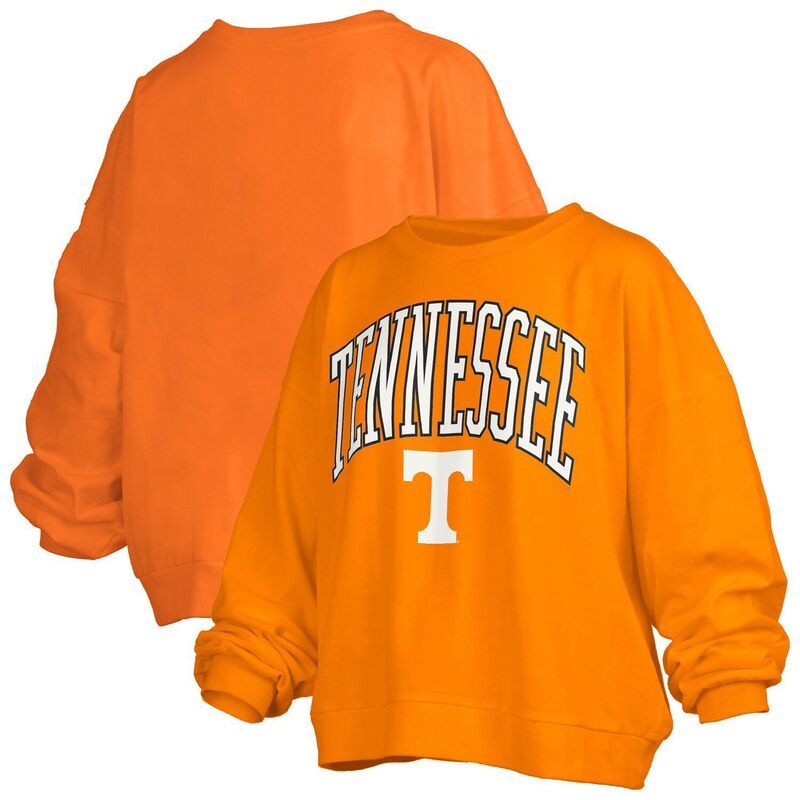 プレスボックス レディース トップス Tシャツ スウェット ロゴ Womens Pressbox Tennessee Orange Tennessee Volunteers Janise Arch Over Logo Waist Length Oversize