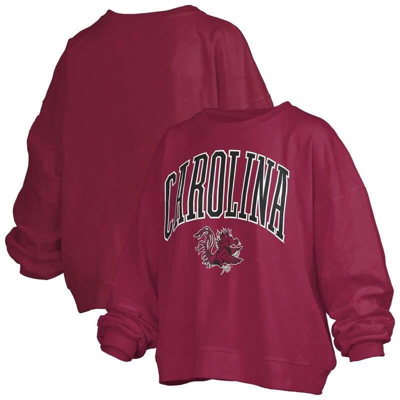 プレスボックス レディース トップス Tシャツ スウェット ロゴ Womens Pressbox Garnet South Carolina Gamecocks Janise Arch Over Logo Waist Length Oversized Pull