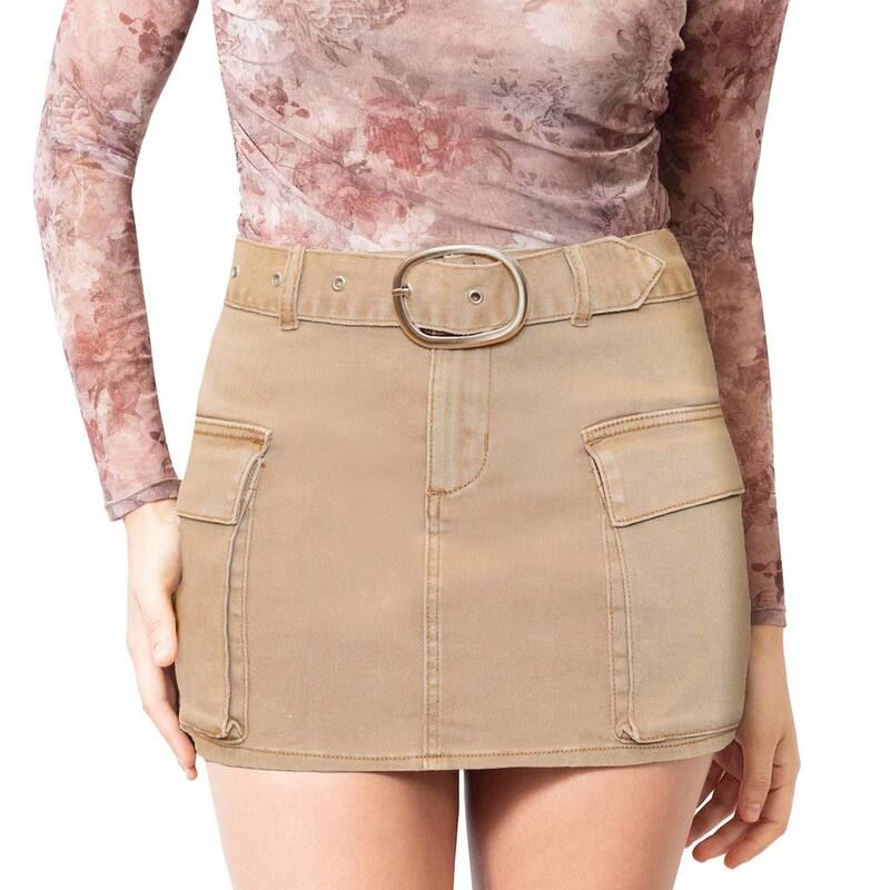 マッデンガール レディース ボトムスカート ミニ Juniors madden girl Self Belted Mini Skirt Caramel Swirl