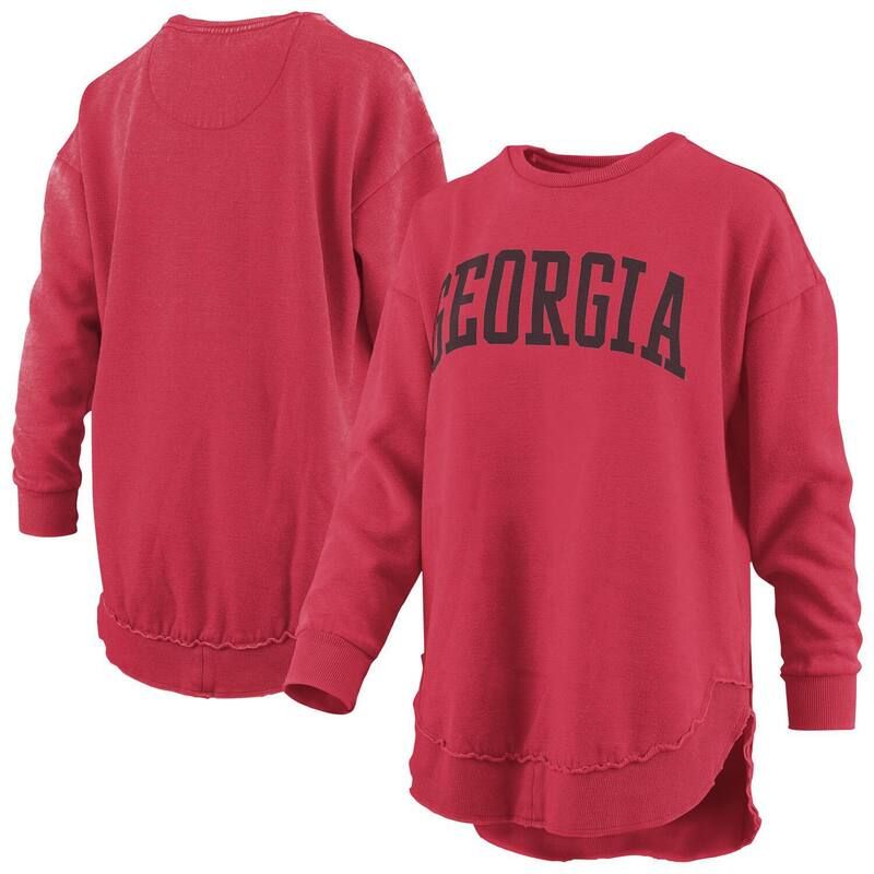 プレスボックス レディース トップス Tシャツ ヴィンテージ スウェット フリース Womens Pressbox Red Georgia Bulldogs Melange Poncho Vintage Fleece Long Sleeve Pullover