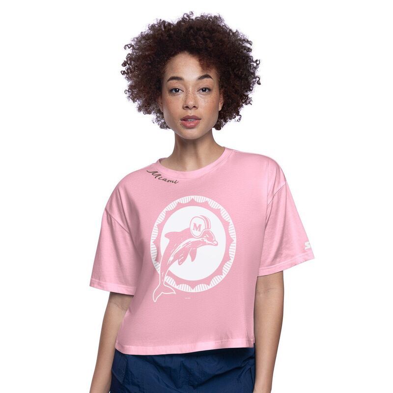 スターター レディース トップス Tシャツ クロップド Womenstarter Pink Miami Dolphins Play the Ball Boxy Cropped TShirt Dol Pink ピンク