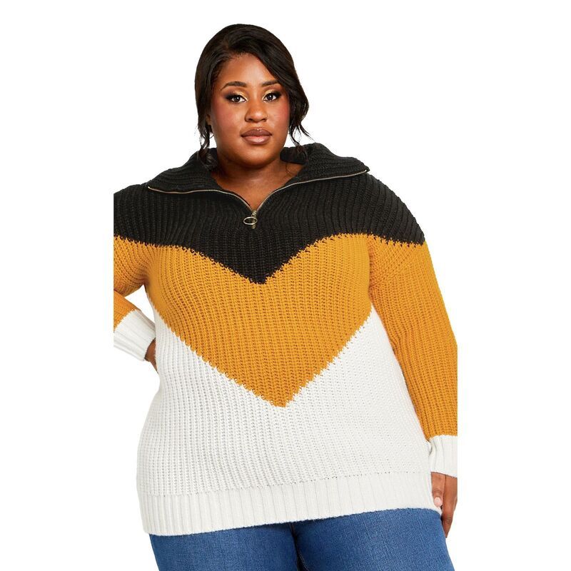 アベニュー レディース アウター ニット・セーター プラスサイズ Avenue Womens Plusize Colour Trio Sweater Black ブラック