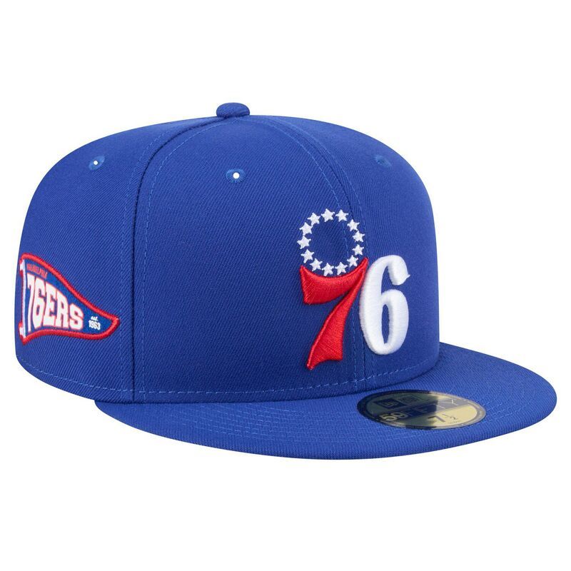 ニューエラ メンズ アクセサリー 帽子 Mens New Era Royal Philadelphia 76ers Throwback Pennant 59FIFTY Fitted Hat 76r Blue ブルー