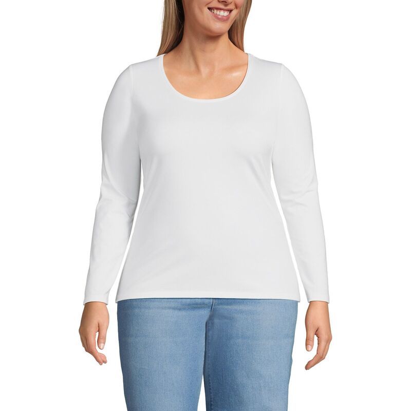 ランズエンド レディース トップス Tシャツ プラスサイズ ジャージー Plusize Lands End Lightweight Jersey TShirt White ホワイト
