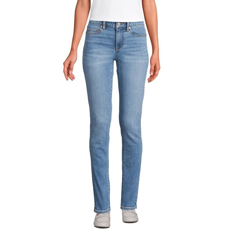 ランズエンド レディース ボトムス デニムパンツ ジーンズ Womens Lands End Recover Mid Rise Slim Leg Jeans Beau Blue ブルー