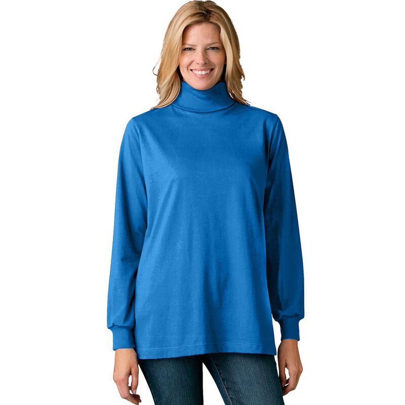 ウーマン ウィズイン レディース トップス Tシャツ タートルネック プラスサイズ 長袖 Woman Within Plusize Perfect LongSleeve Turtleneck Tee Bright Cobalt コバルト