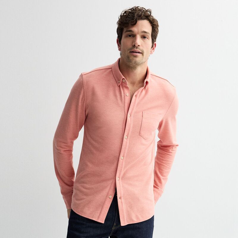 ソノマ メンズ トップス Tシャツ Mensonoma Goods For Life Long Sleeve Pique ButtonUp Shirt Coral コーラル