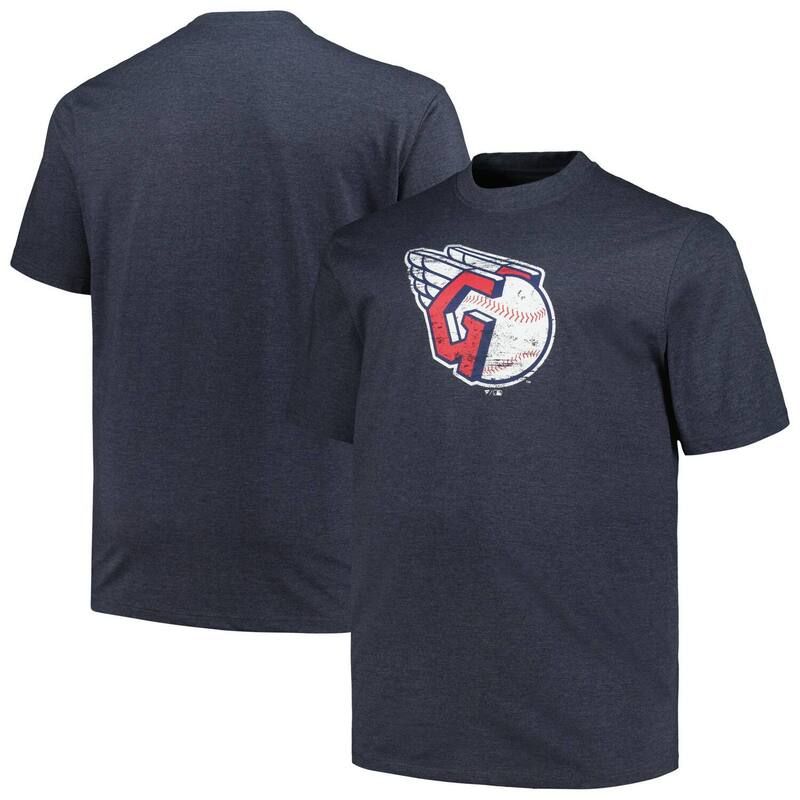 プロファイル メンズ トップス Tシャツ トール ロゴ Mens Profile Heather Navy Cleveland Guardians Big Tall Weathered Logo TShirt Grd Navy ネイビー