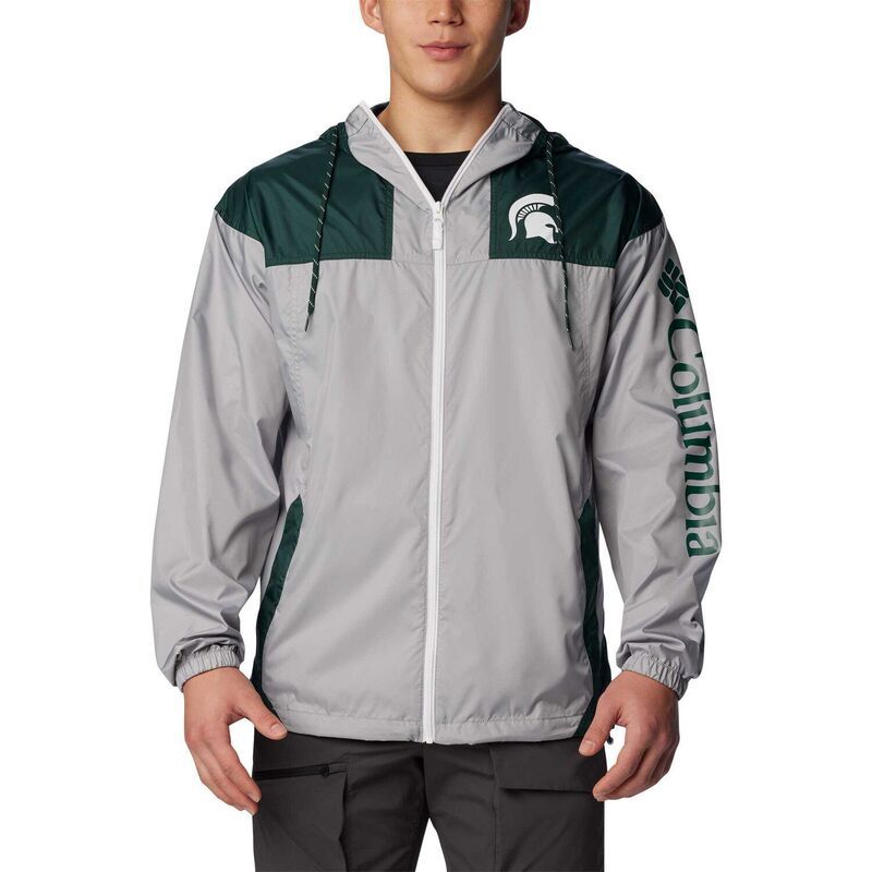 コロンビア メンズ アウター ジャケット・ブルゾン パーカー Mens Columbia Gray Michigan State Spartans Flash Challenger OmniShade FullZip Windbreaker Hoodie Ja