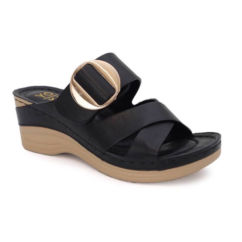 ヨキ レディース シューズ サンダル Yokirena Womens Wedge Sandals Black ブラック