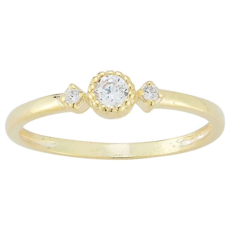 Sunkissed Sterling レディース アクセサリー リング Sunkissed Sterling Silver Cubic Zirconia Three Stone Ringold Tone ゴールド