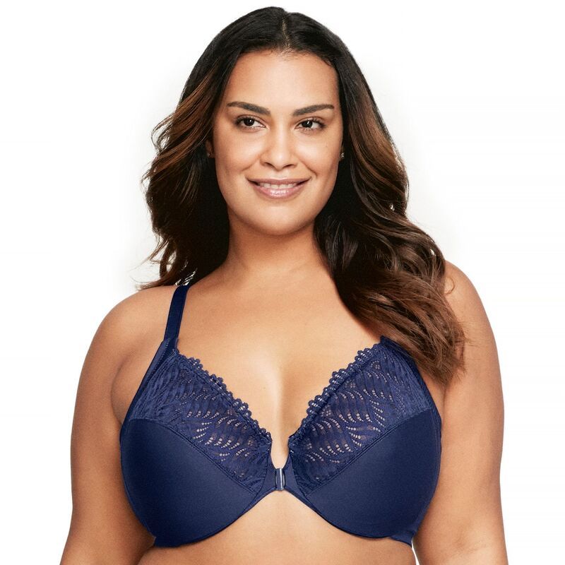 グラマライズ レディース アンダーウェア ブラジャー プラスサイズ Plusize Glamorise Full Figure FrontClosure TBack WonderWire Underwire Bra 1246 Medieval Blue ブルー