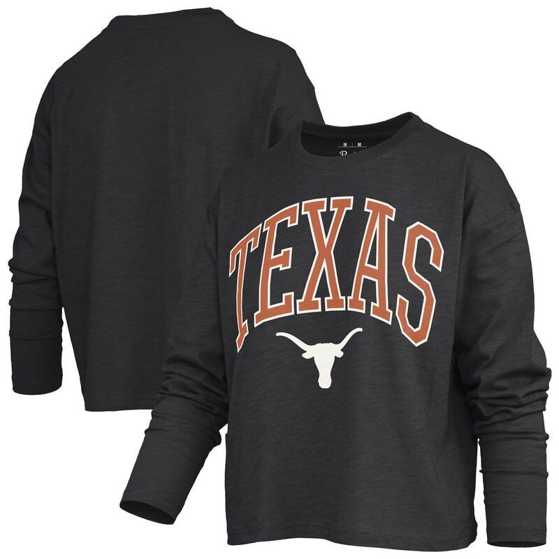 プレスボックス レディース トップス Tシャツ Womens Pressbox Black Texas Longhorns Motley Boxy WaistLength Long Sleeve TShirtex Black ブラック